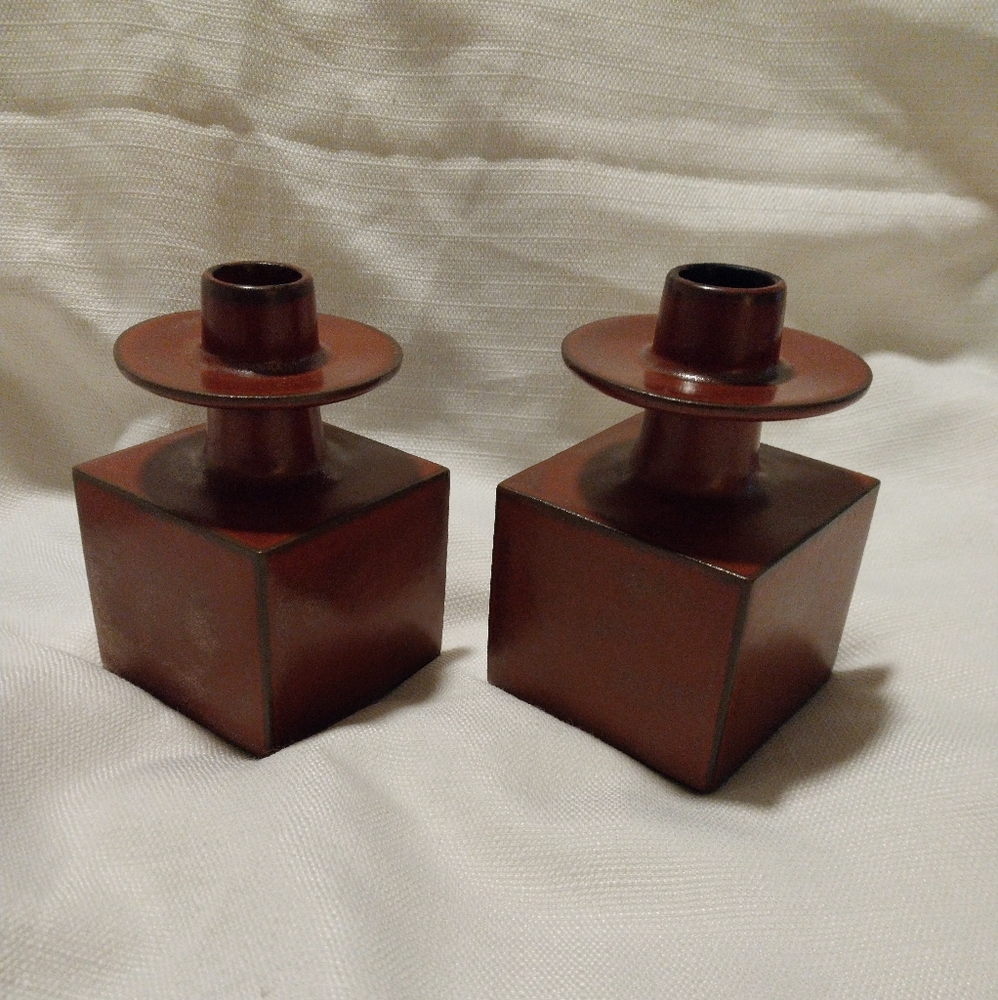 Vintage Made In Japan Mid-Century Ceramic Cube Candle Holders - Picture 3 of 6